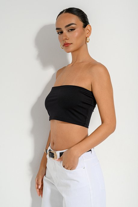 Strapless lycra cropped top