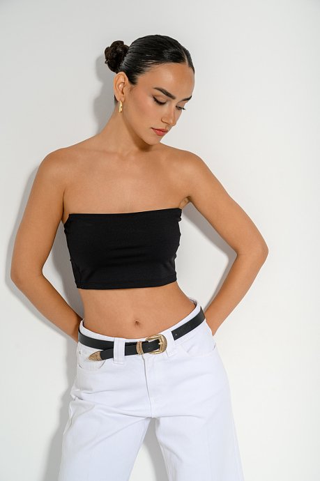 Strapless lycra cropped top