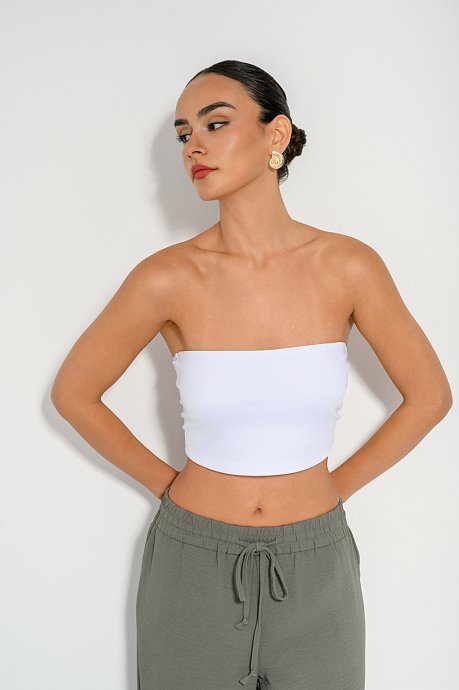 Strapless lycra cropped top