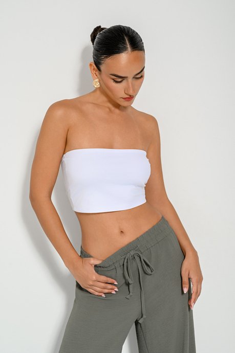 Strapless lycra cropped top