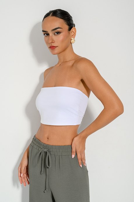Strapless lycra cropped top