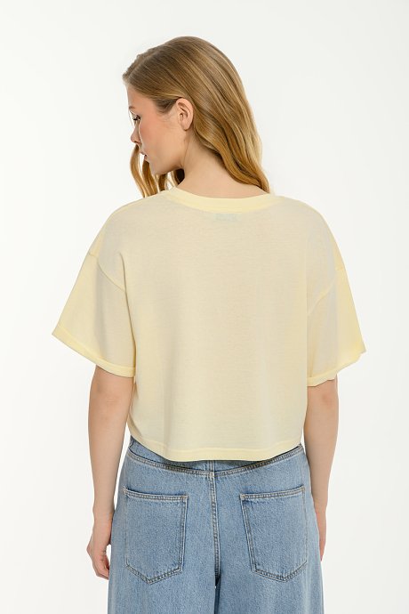Κροπ t-shirt με τύπωμα