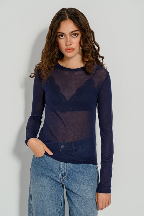 See through top with long sleeves