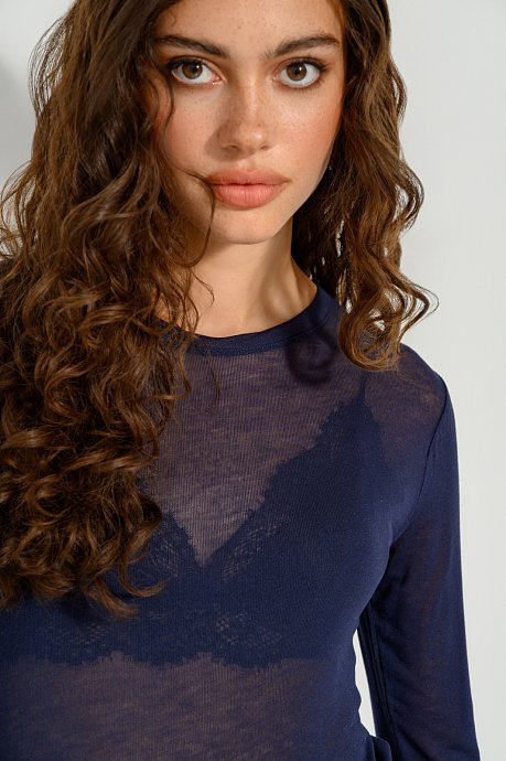 See through top with long sleeves