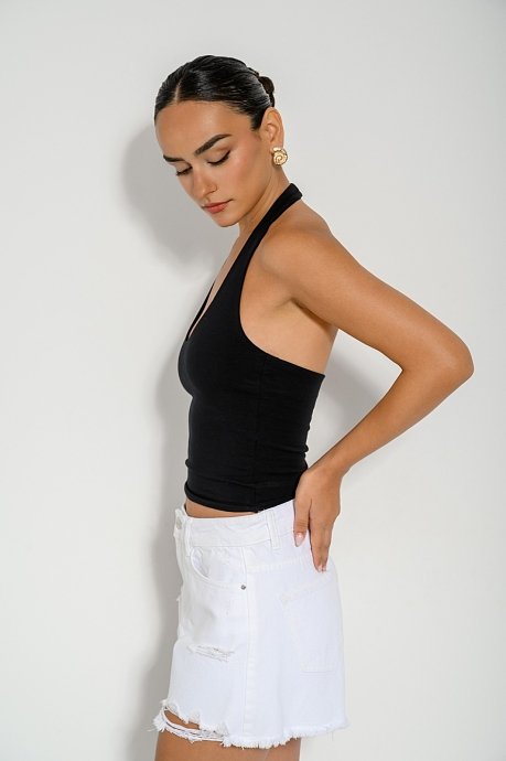 Halter top with neck tie
