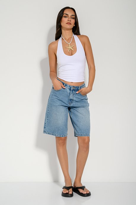 Halter top with neck tie
