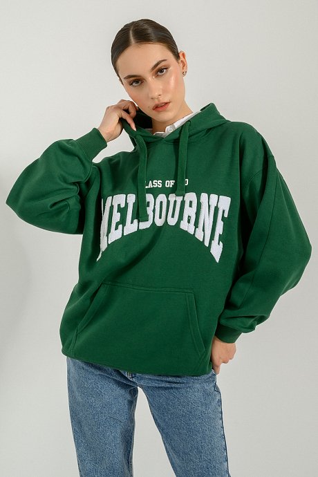 Oversized hoodie with embroidered pattern