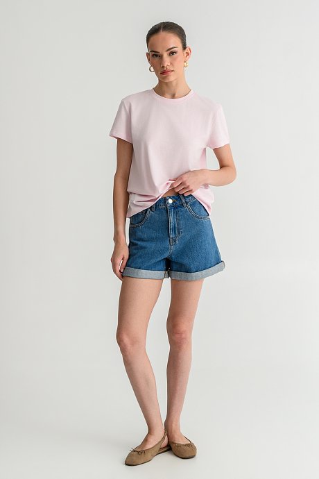 Basic t-shirt με στρογγυλή λαιμόκοψη