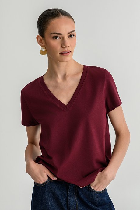 Basic t-shirt με V λαιμόκοψη