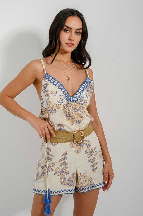 Top with print and embroidered details