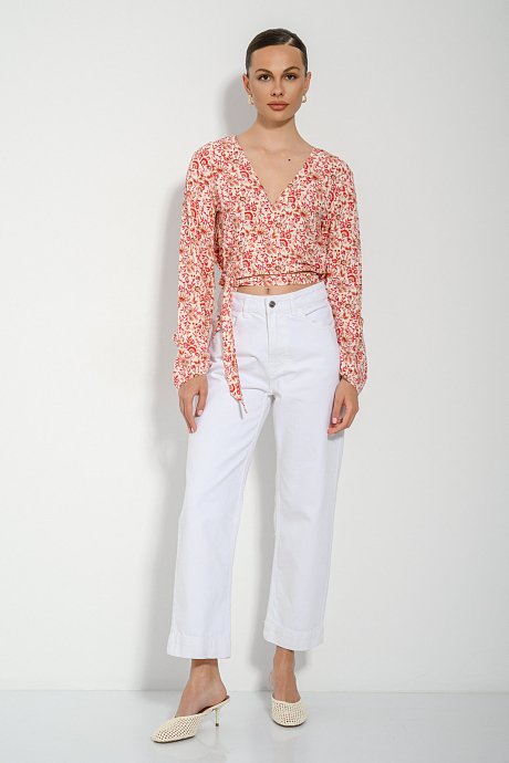 Floral top with tying