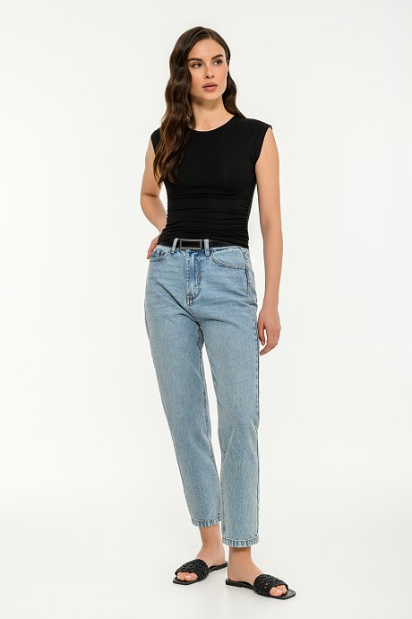 Sleeveless top with shirring details