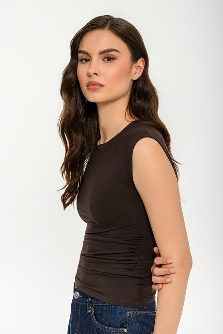 Sleeveless top with shirring details