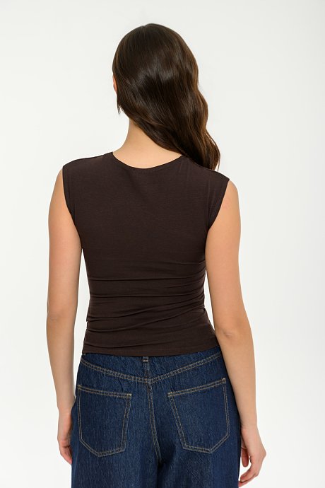 Sleeveless top with shirring details