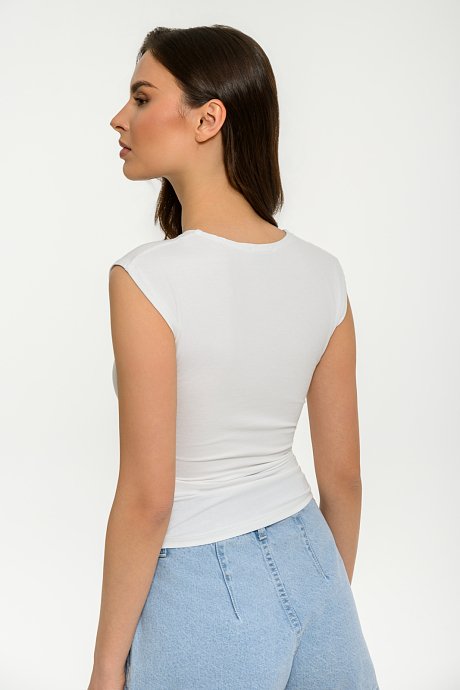 Sleeveless top with shirring details