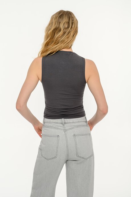 Sleeveless top with shirring side details
