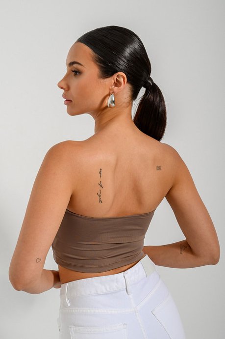 Strapless lycra cropped top