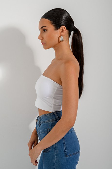 Strapless lycra cropped top