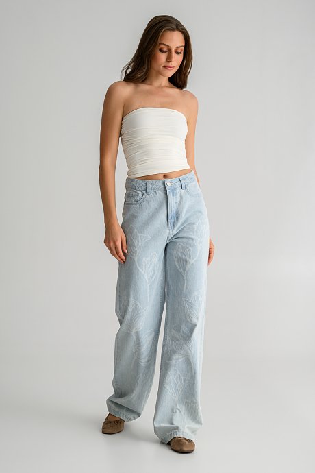 Strapless λύκρα κροπ τοπ με σούρες
