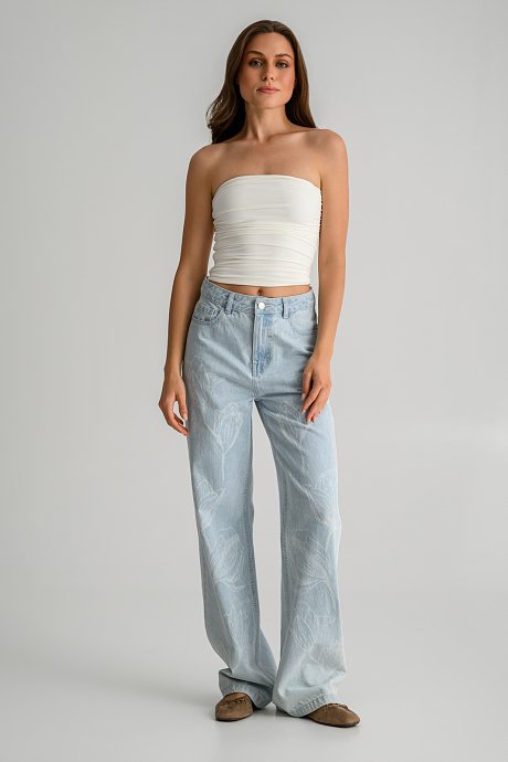 Strapless λύκρα κροπ τοπ με σούρες