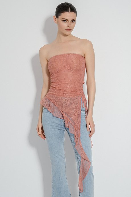 Strapless lace top with frill detail