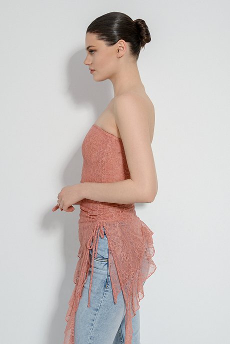 Strapless lace top with frill detail