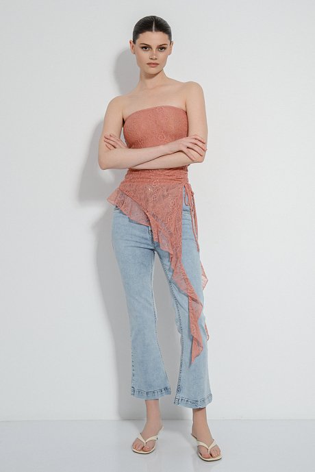 Strapless lace top with frill detail