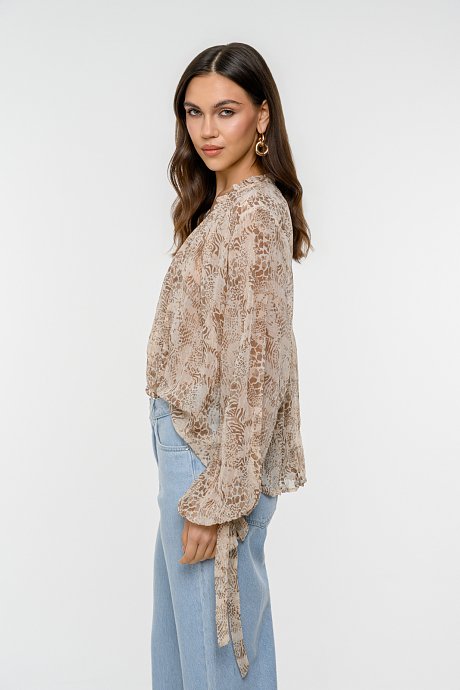 Semi see through top with animal print
