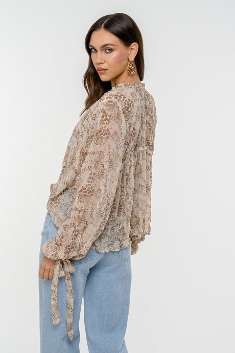 Semi see through top with animal print