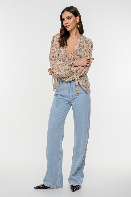 Semi see through top with animal print