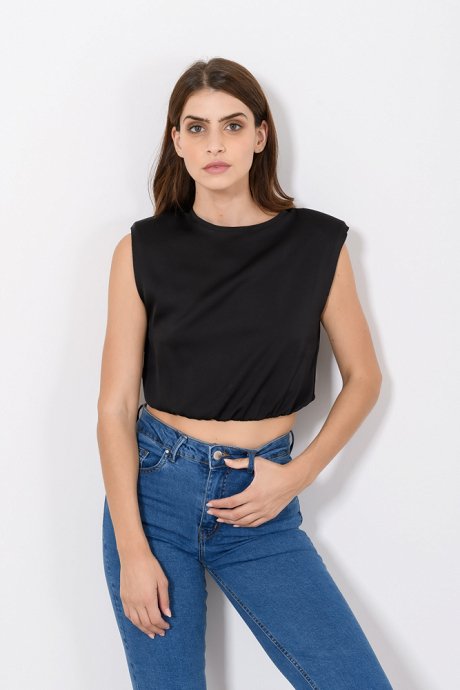 Cropped top with shoulder pads