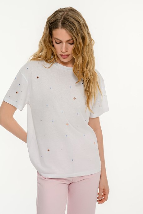 T-shirt με πολύχρωμα διακοσμητικά στρας