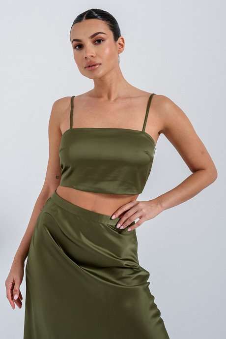 Cropped top with satin effect