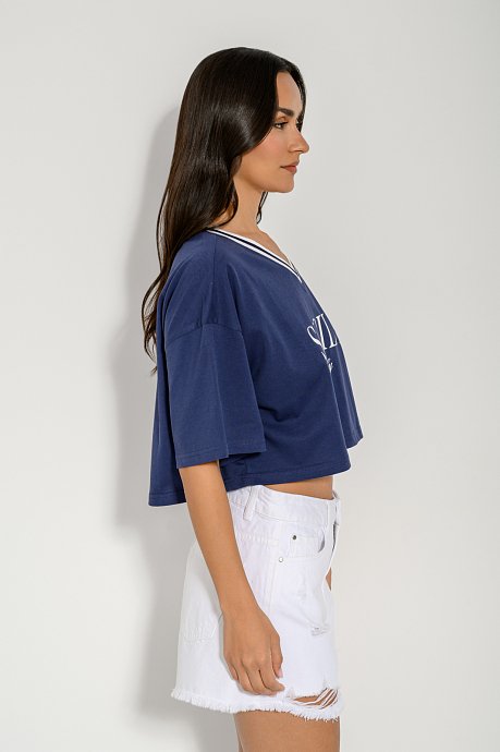 Κροπ t-shirt με τύπωμα