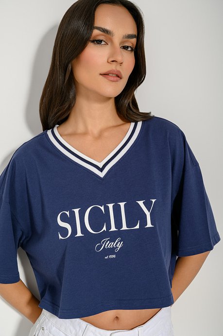 Κροπ t-shirt με τύπωμα