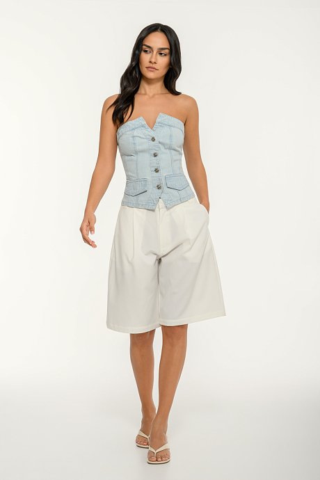 Denim strapless bustier corset