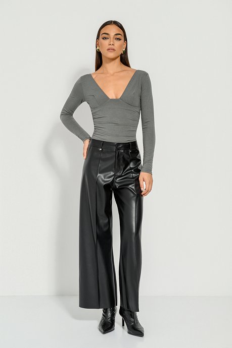 Top with V neckline and open back