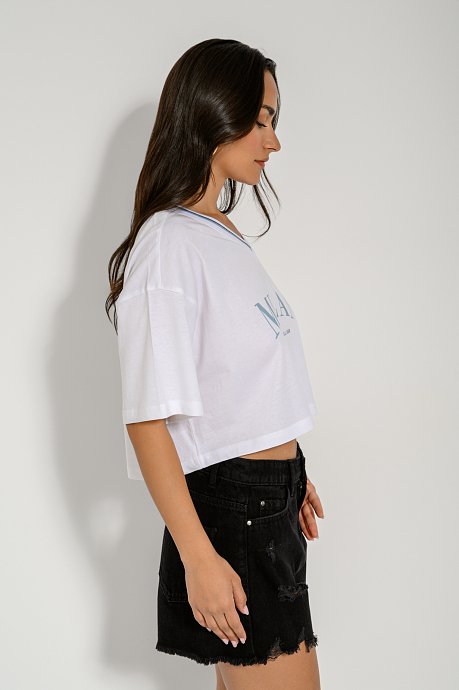 Κροπ t-shirt με τύπωμα