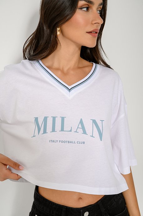 Κροπ t-shirt με τύπωμα