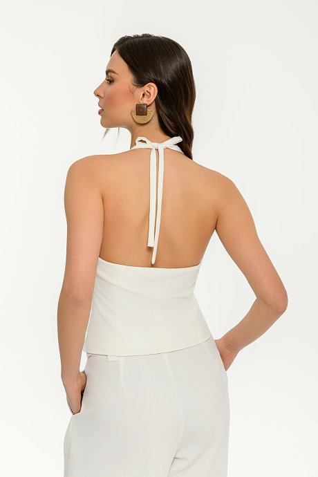 Halter neck vest top with open back