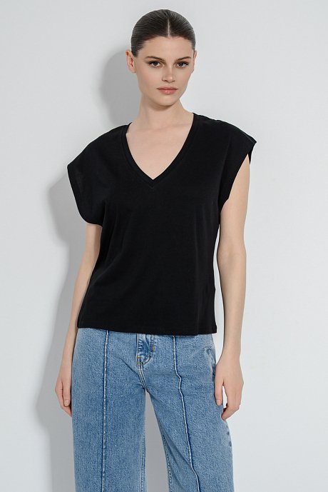 T-shirt με V ντεκολτέ