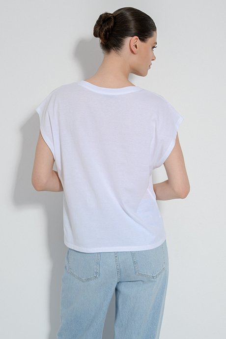 T-shirt με V ντεκολτέ