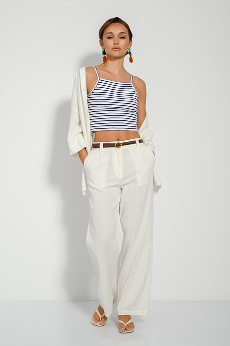 Rib sleeveless cropped top with stripes