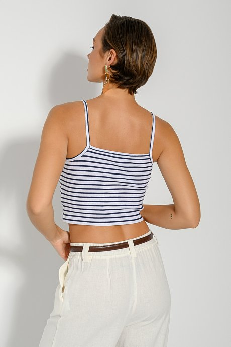 Rib sleeveless cropped top with stripes