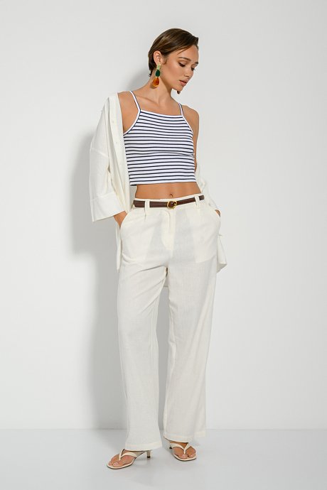 Rib sleeveless cropped top with stripes