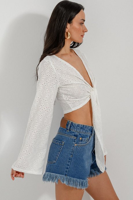 Top with front tying and perforated details