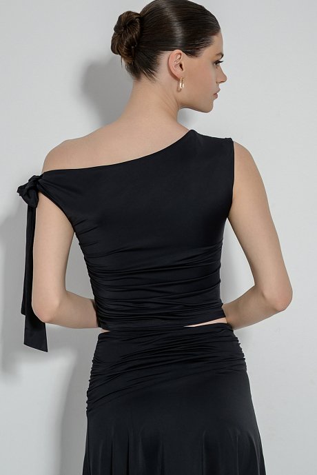Lycra top with shoulder tie and shirring details
