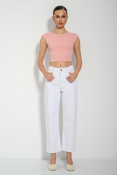 Sleeveless rib cropped top