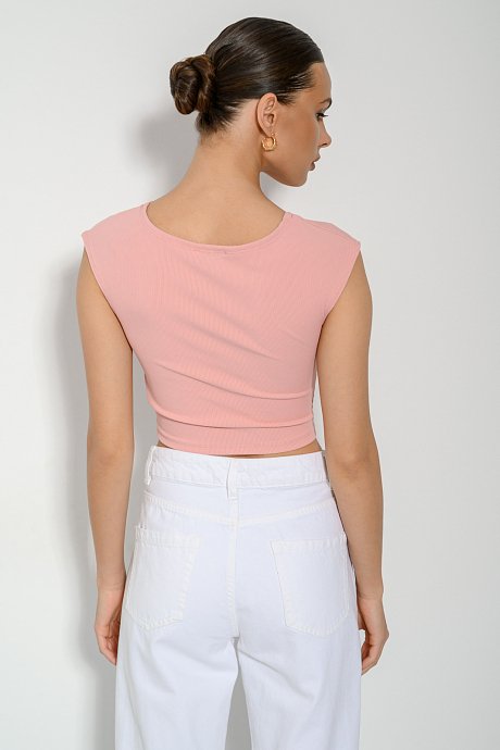 Sleeveless rib cropped top