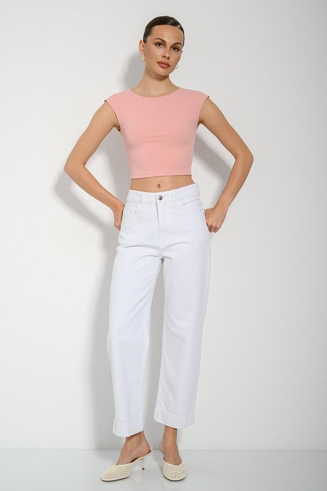 Sleeveless rib cropped top